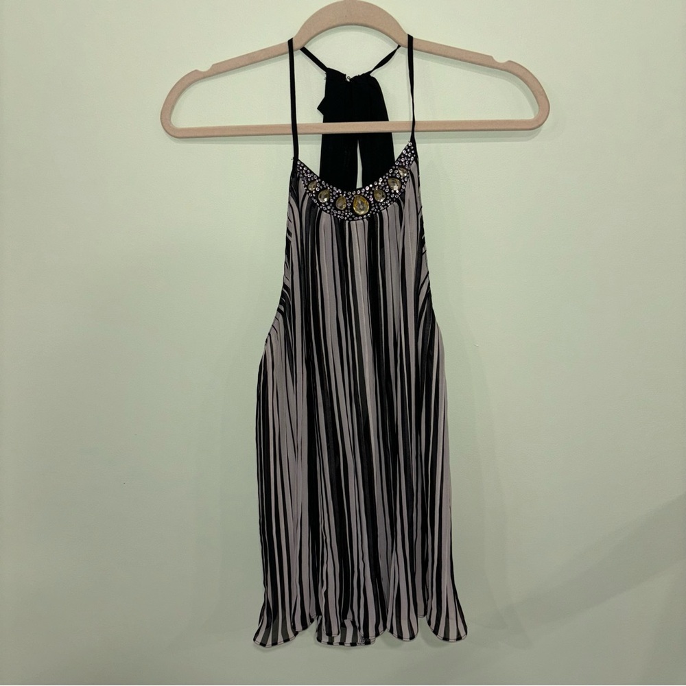 NWT Victoria’s Secret Striped Bedazzled Bow Back Sleeveless Top Women’s Sz L